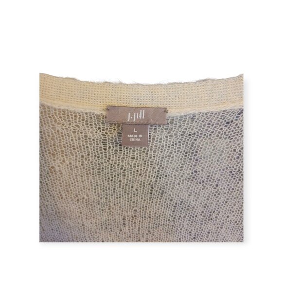 J.Jill Lightweight White Mohair-Blend Cardigan • Size L • Soft & Cozy - Picture 3 of 9